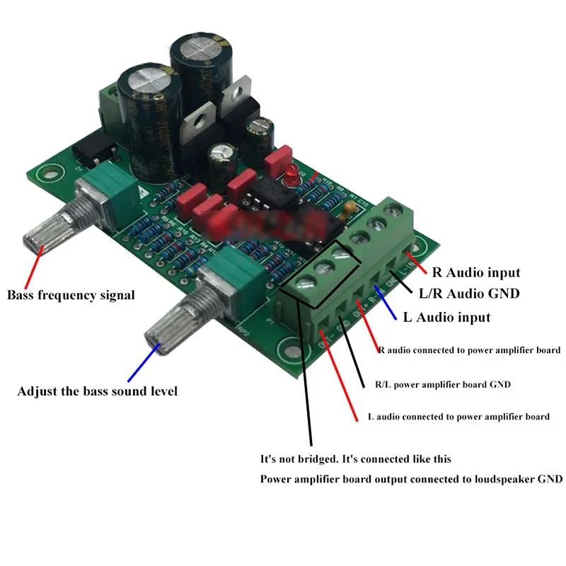 Subwoofer Tone Control Board Subwoofer Preamplifier Board with Bass Band Adjustment and Bridge BTL Function