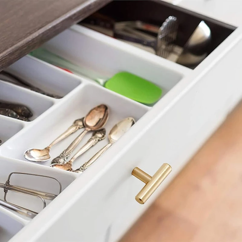 AB15-12Pack Kitchen Cupboard Handles Brushed Nickel Cabinet Pulls 46Mm T Bar Handles With Screws For Wardrobes Bathroom Doors