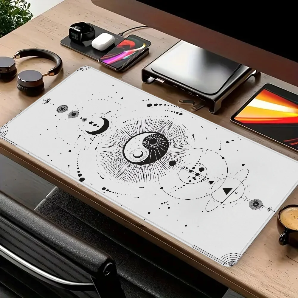 White Yinyang Gaming Laptop Computer Accessories Gamer Cabinet Rubber Mat Extended Pad Mouse Mats Deskmat Mausepad Mousepad Pc