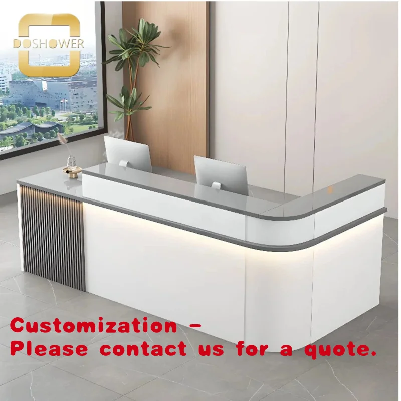 

Customize.Fashionable Minimalist White Counter Reception Desk With Color and Size Customized Spa Nail Salon Furniture