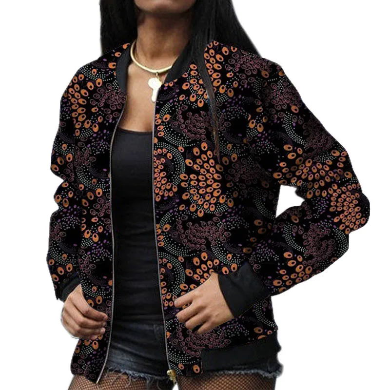 Festival Gifts Original Design African Print Women's Jackets Elastic Waist Short Baseball Coat Tailored Party Outfits