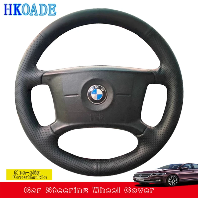 DIY-車のステアリングホイールカバー,BMW e36 e46 e39 e83 e53用の通気性マイクロファイバーアクセサリー