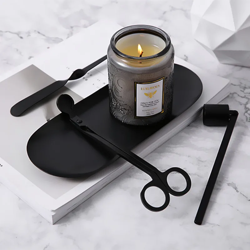 Metal Candle Extinguishing Tool Set Special Candle Extinguishing Hook for Scented Candles Candle Wick Cut Out Candle Cover Tray