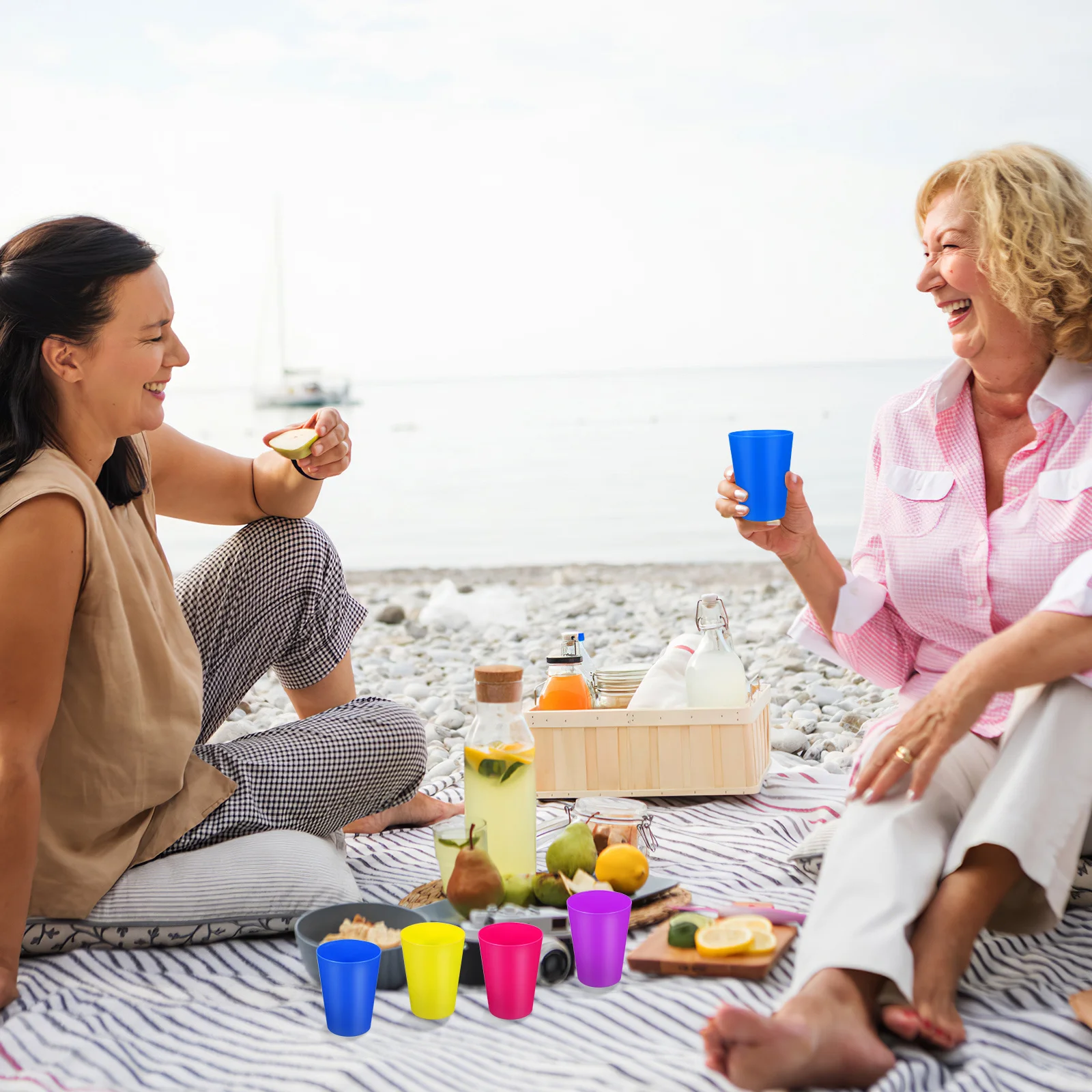 

24Pcs Large Capacity Plastic Cups Reusable Colorful Mugs for Water Juice Coffee Iced Tea Party BPA Free Lightweight