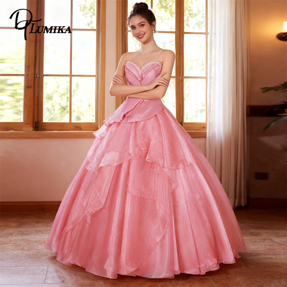 DTLumika Womens Cos Maxi Gown Strapless Pink A Line Party Prom Dresses Princess Birthday Party Dresses with Actual Pictures