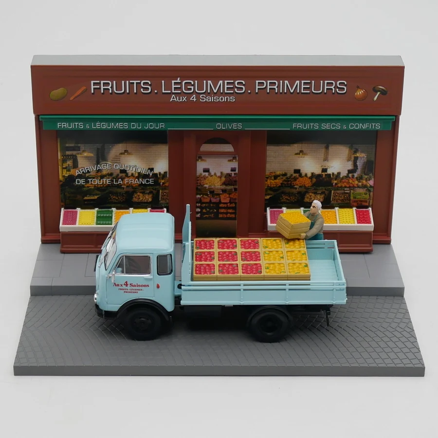 Diecast Ixo Scala 1:43 Unic 20C Furukawa Piccolo Camion Scena di Consegna della Frutta Veicolo Negozio di Frutta Tavolo di Sabbia Modello Giocattolo Auto in Lega