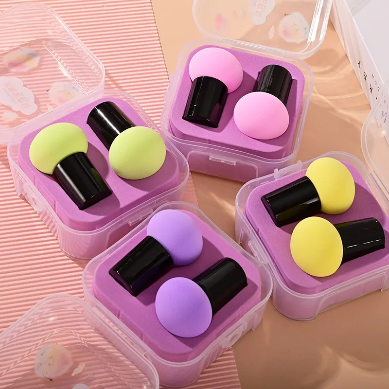 Mushroom Head Makeup Puff Air Cushion Beauty Handle Cosmetic Egg Dry and Wet Dual-use Super Soft Makeup Sponge with Box Case Set