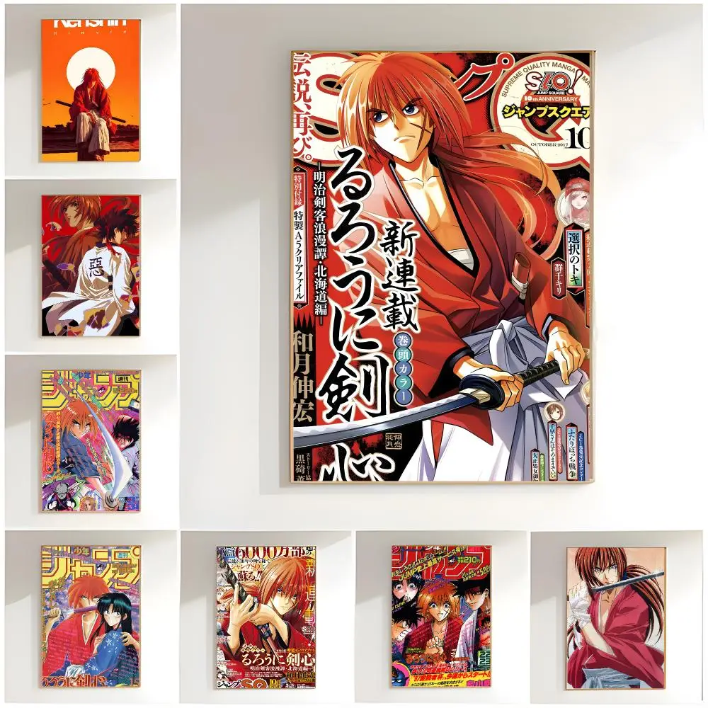 anime samurai R-Rurouni Kenshin Poster Classic Wall Art  Home Decor  Peel and Stick Unframed