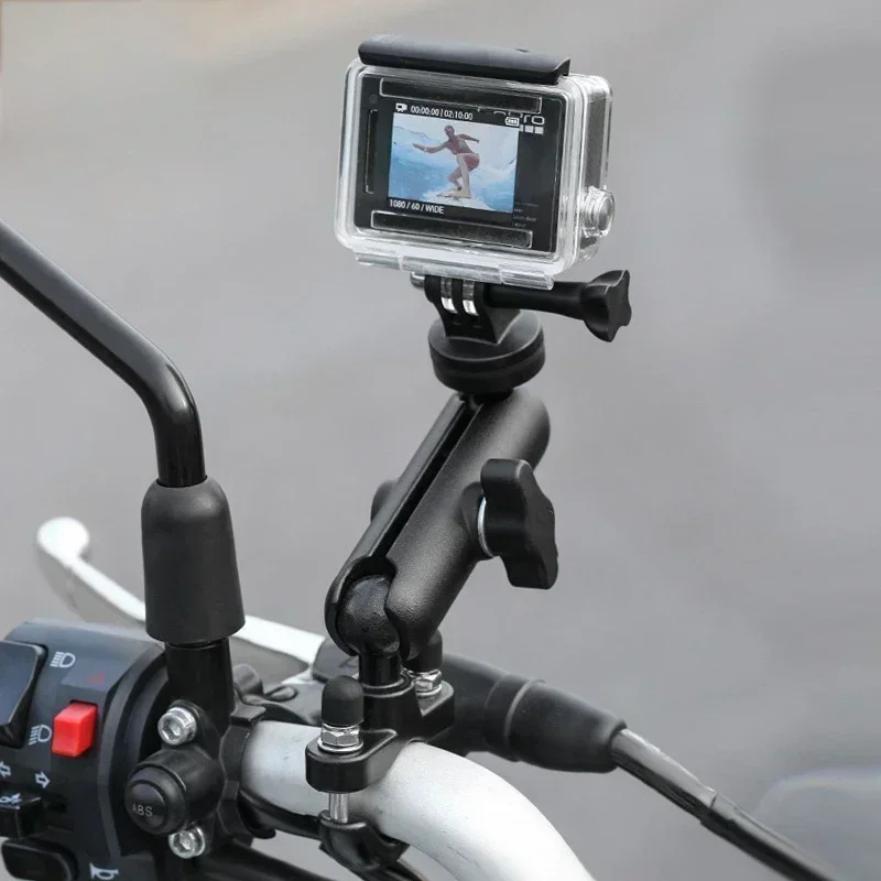 360° Motorcycle Handlebar Mount Aluminum Holder Bike Bracket For GoPro Hero 12 11 10 9 8 Insta360 Osmo Action Camera Accessories