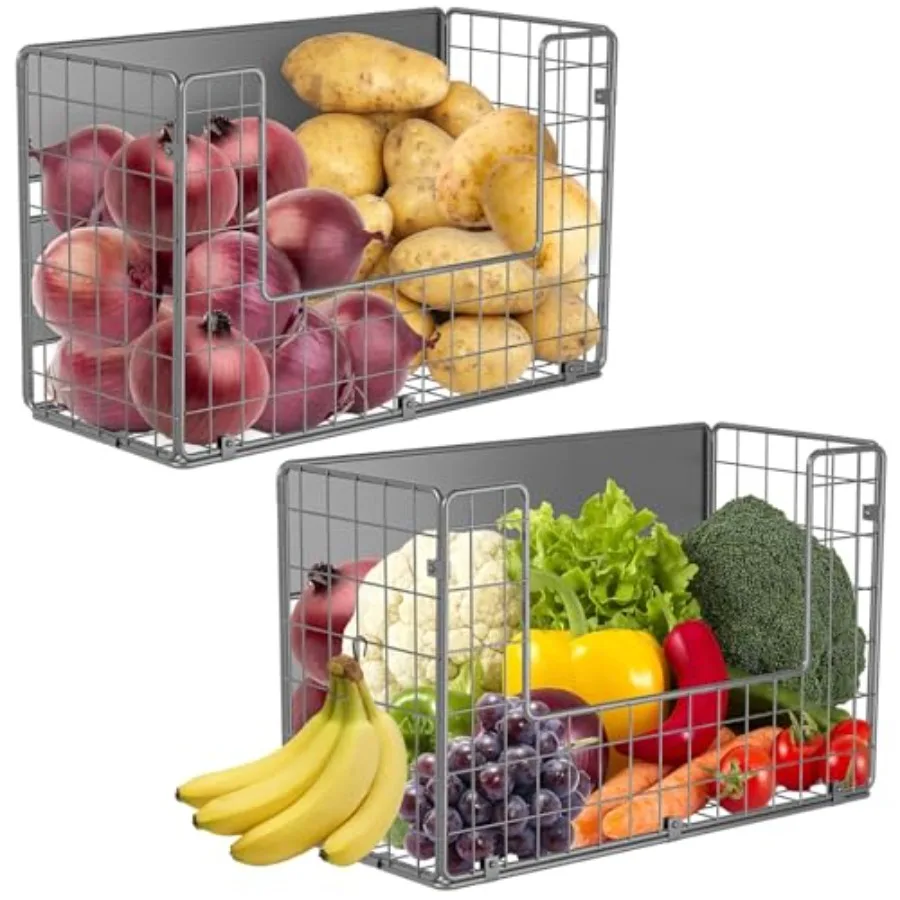 Magnetic Fridge Shelf Fruit Potato and Onion Storage Bins Pantry Organizers Large Container Basket for Refrigerator Kitchen Cou