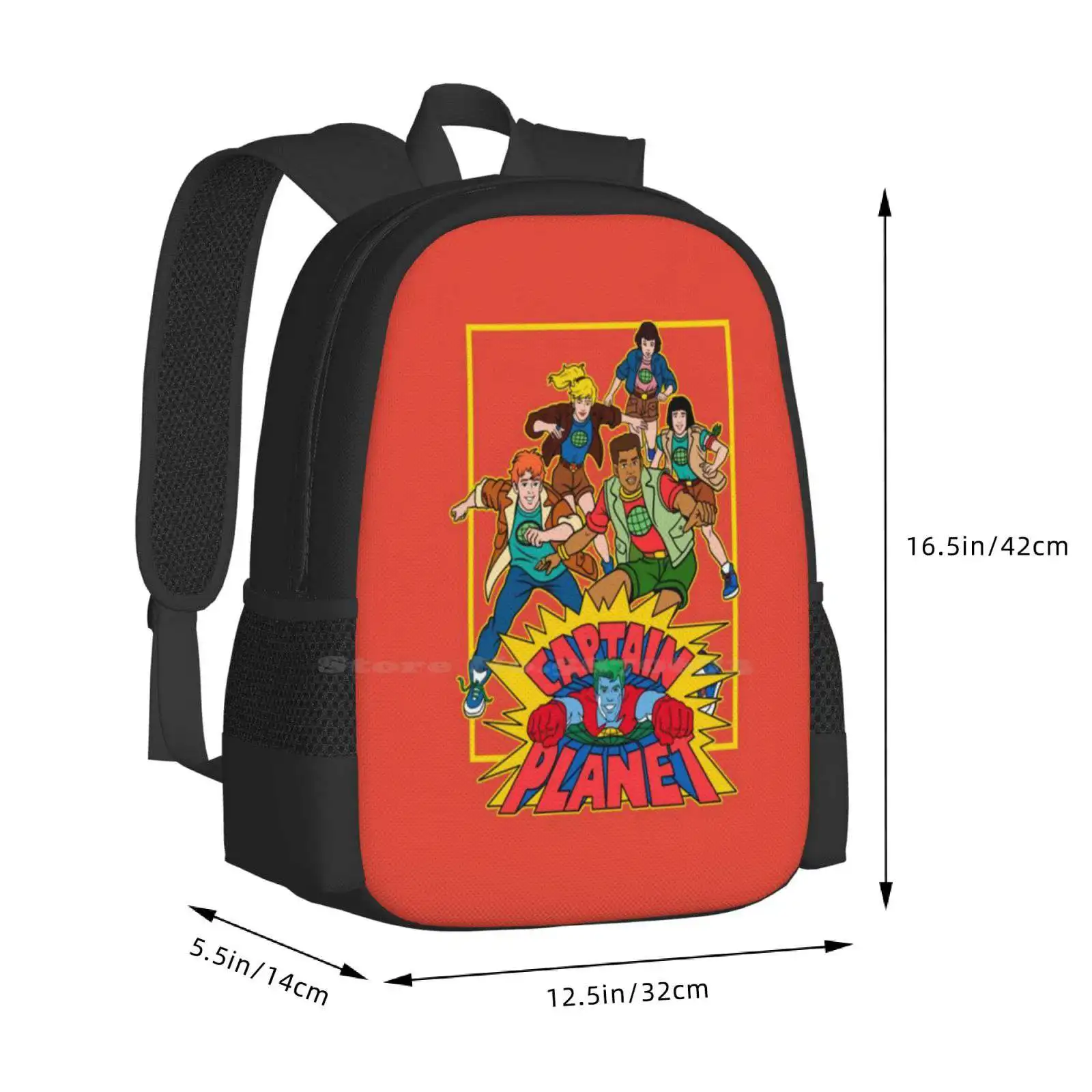 Capitão Planeta e The Planeteers Mochila para Adolescente Estudante Universitário, Padrão Design Bags