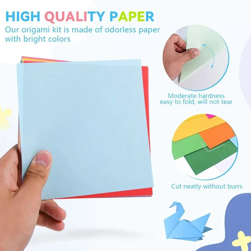 200pcs Square Origami Paper Kit For Fold Paper 20 Colors Kid Crafts Crane Colorful Papers Confetti Square Folding Double Sides