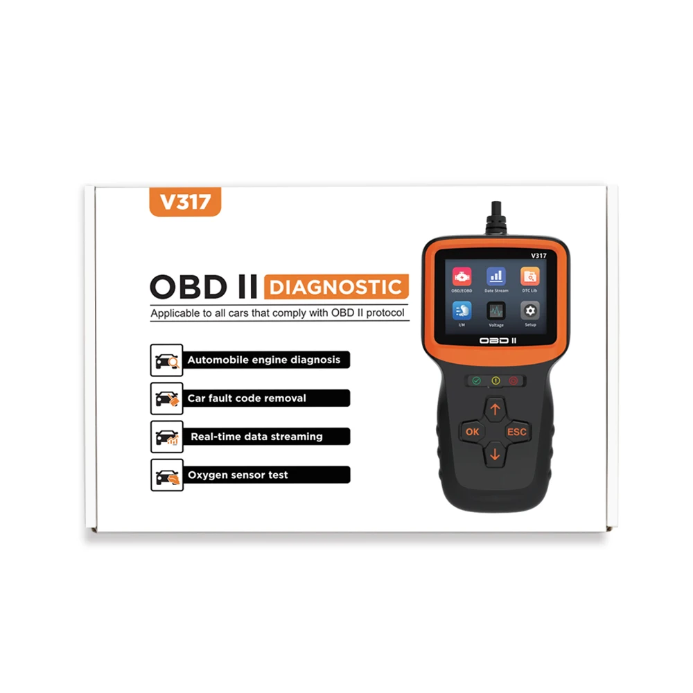 

Автомобильный диагностический сканер OBDII/EOBD V317: инструмент для проверки двигателя, считыватель кодов неисправностей