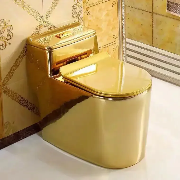 Bathroom Smart Bidet WC Piss Peeping Gold Ceramic Toilet with Center Flush Technology