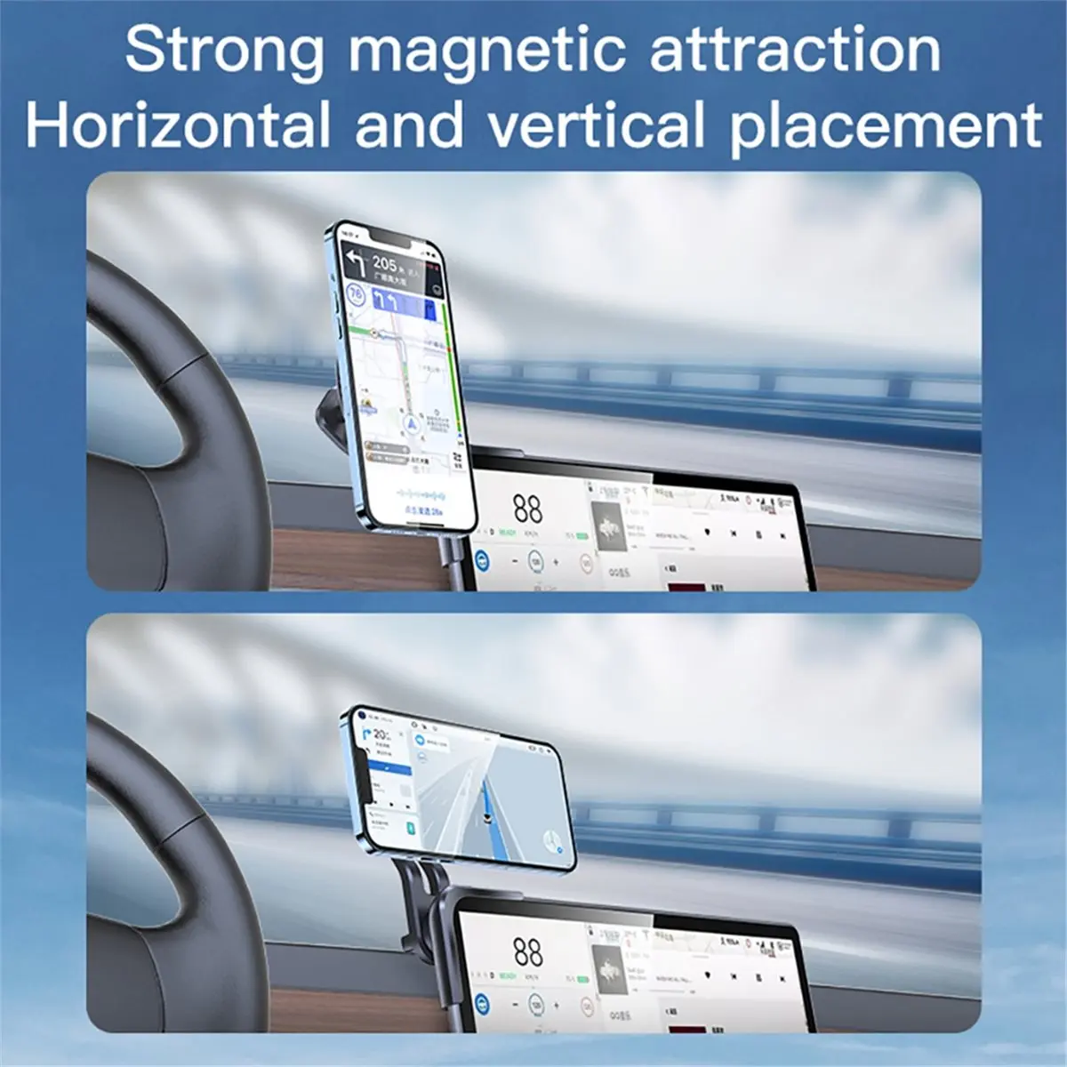 

Магнитный держатель для телефона в автомобиль, 1 шт., с креплением на центральную консоль, поворотный, для всех смартфонов