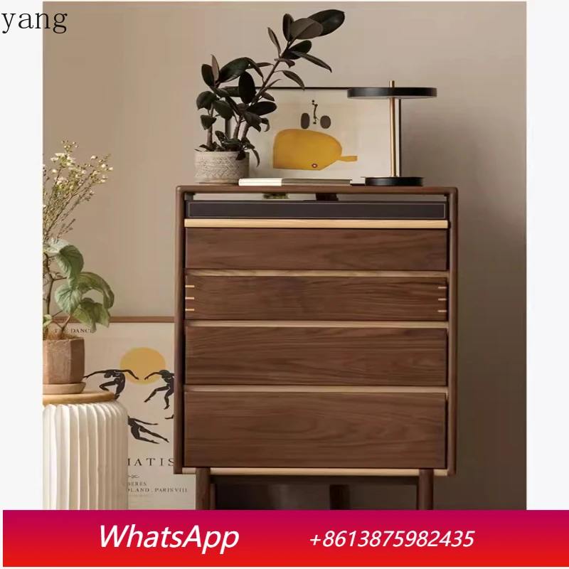 LH Bedroom Drawer Bedside Table Five Buckets Solid Wood Storage Cabinet