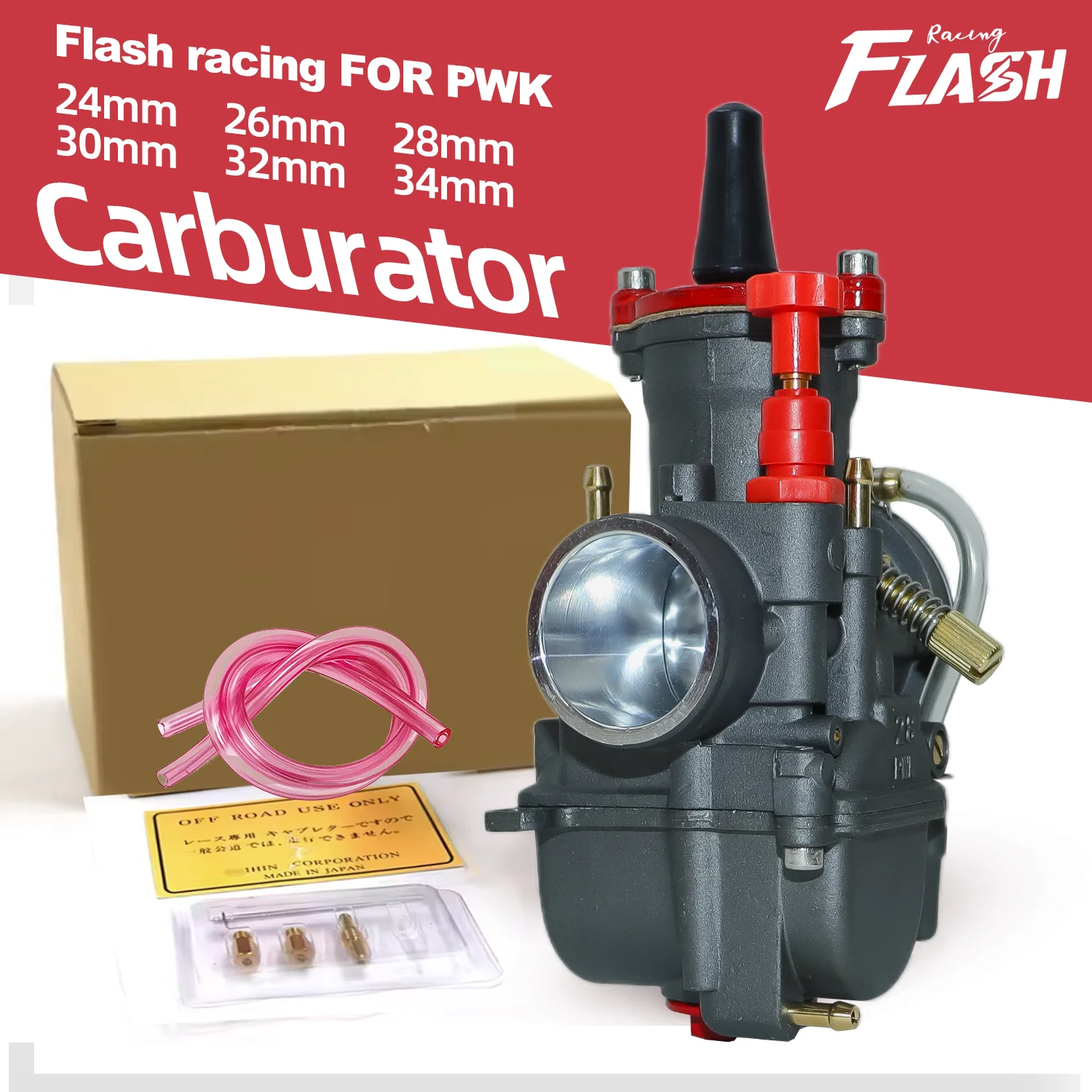 

Карбюратор Flash Racing, карбюратор с плоским слайдом, матовый черный PWK 24/26/28/30/32/34 мм, внедорожник, квадроцикл, высокоскоростная регулировка, мотоцикл
