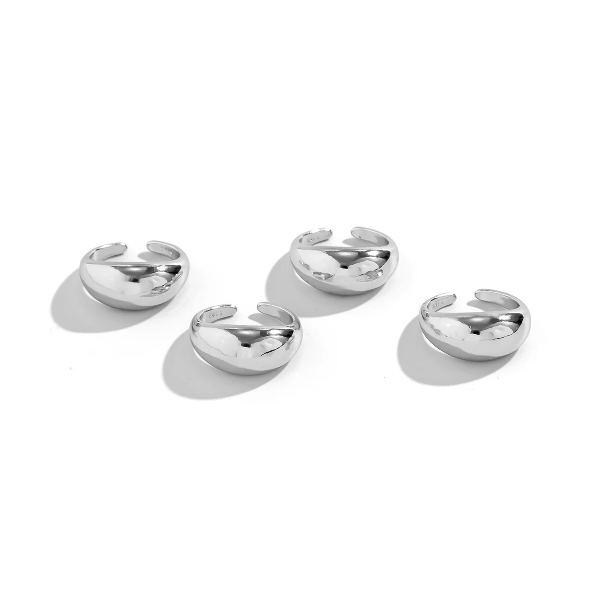4 Pcs/Set Open Smooth Curved Surface Rings Set for Women Trendy Simple Finger Ring on Hand Accessories 2023 Fashion Jewelry Gift image 5