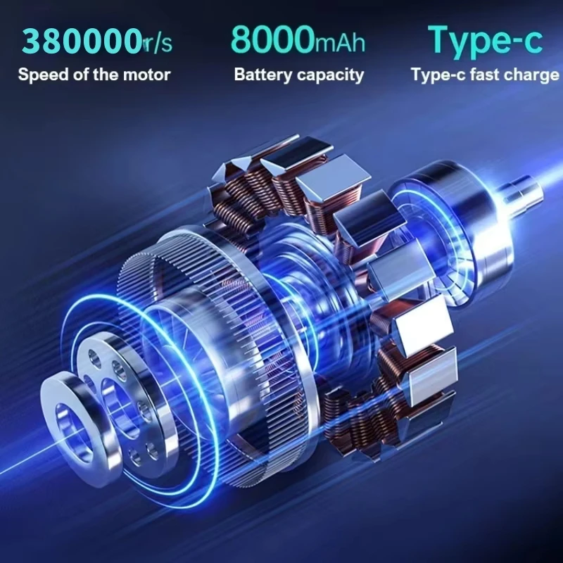 390000RPM Turbo Fan Powerful Air Blower Portable Wireless Dust Cleaner Type-C Charging Brushless Jet Blower Outdoor Home image 2