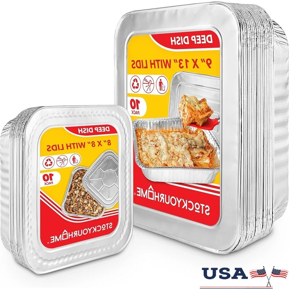 

Disposable Heavy Duty Aluminum Foil Pans with Lids Set of 20 Convenient Meal Prep Catering Baking Containers Versatile Food
