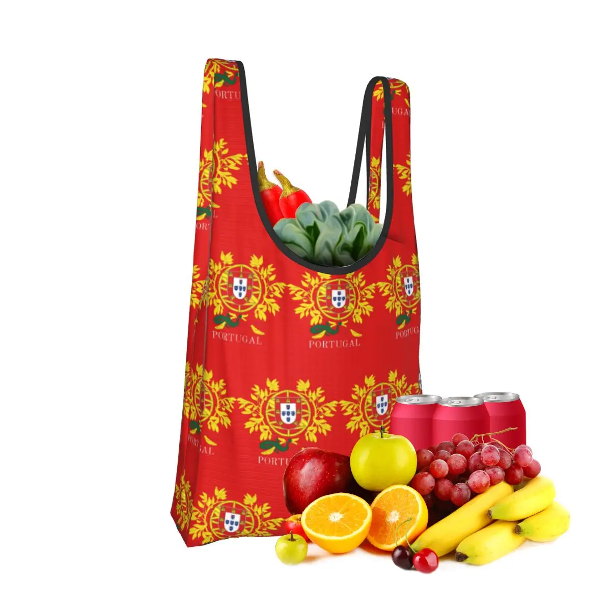 

Сумка для покупок с флагом Португалии, портативные сумки-тоут, складная сумка-шоппер на плечо, продуктовая сумка
