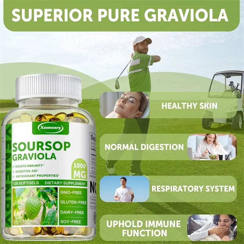 

Soursop Graviola 1000MG - Antioxidant, Boosts Cellular Energy, Supports Healthy Cell Growth and Function, Improves Digestion