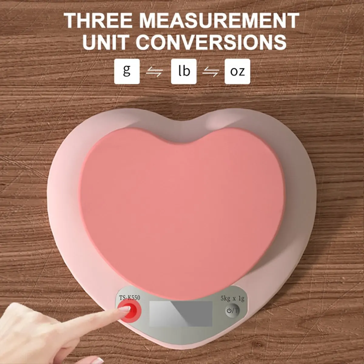 FSLH Multi-Function Kitchen Baking Scale Pink Heart-Shaped Portable High- Digital Scale 5kg/1g LCD Electronic Scale