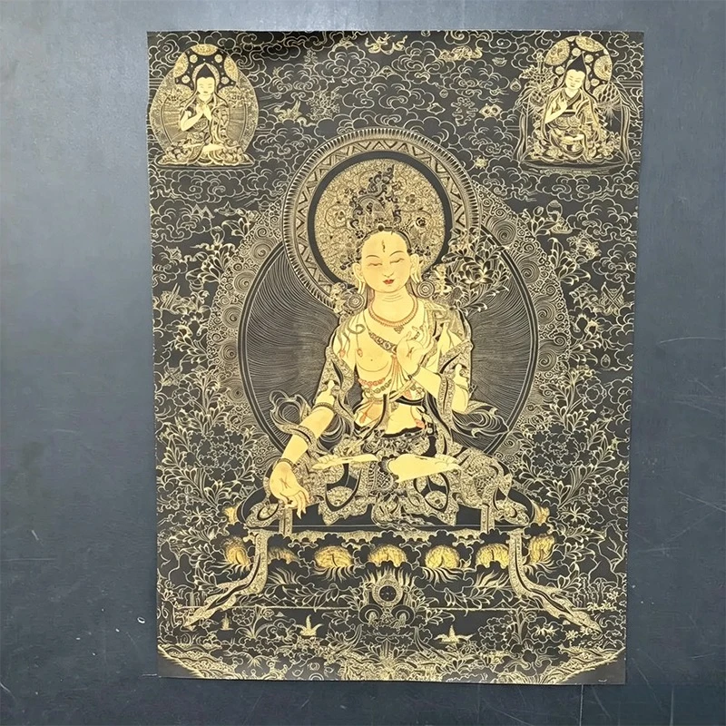 Tibet Tibetan Cloth Silk Yellow tara bodhisattva Thangka Tangka Embroidery Painting