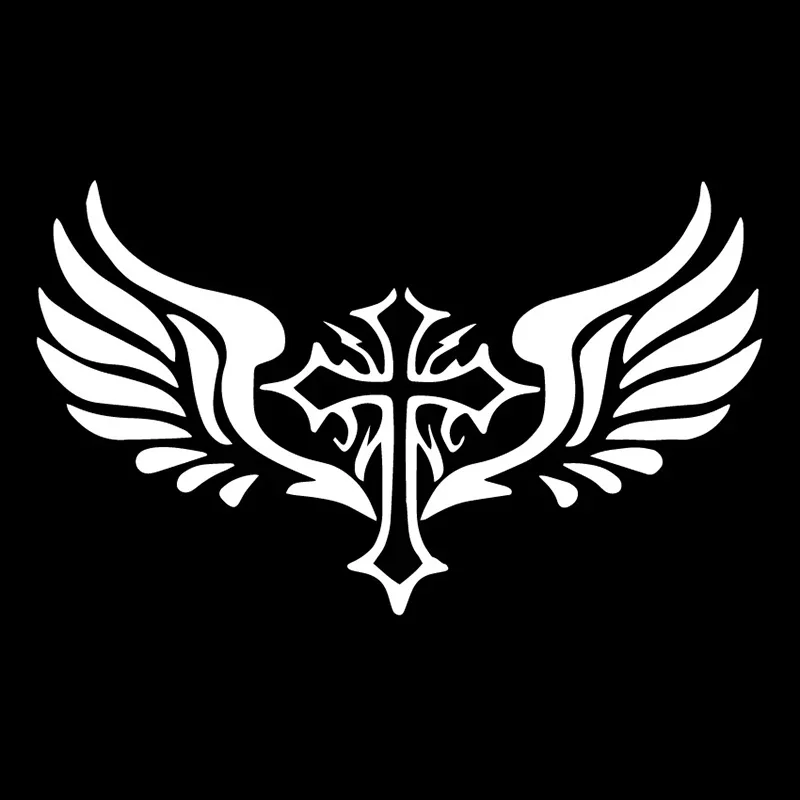 Cross Wings Rear Windshield Vinyl Decals Decoration Car Sticker 18.1X10.8CM