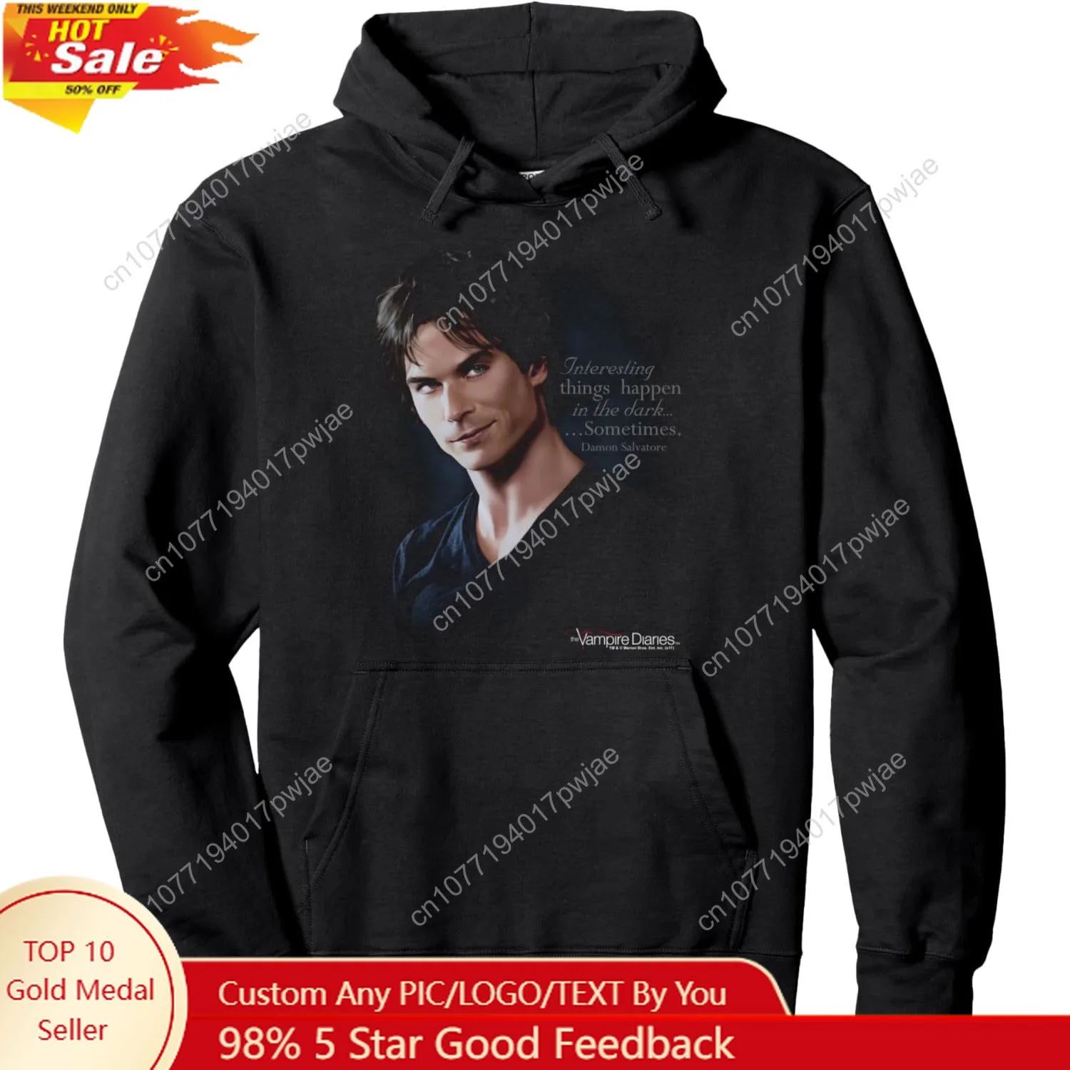 

Warner Bros. Vampire Diaries Sometimes Unisex-Adult Black Small Hoodie