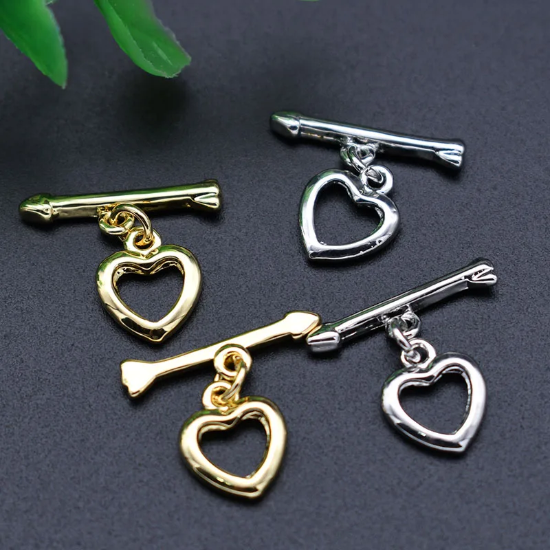 Wholesale Jewelry Making Supplies High Quality Anti Rust Silver Gold Plated Arrow Heart OT Clasp Connector for DIY Jeweley