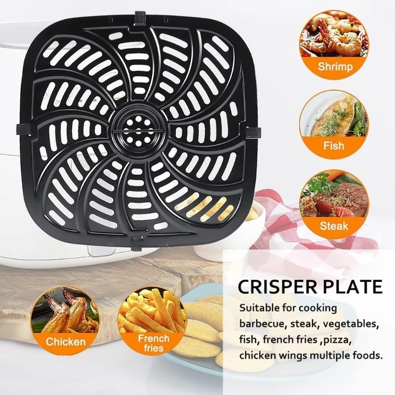 Air Fryer Replace Grill Pan Food Separator Cooking Divider Accessories Fit for Chefman 8QT Nonstick Removable Grill Pan