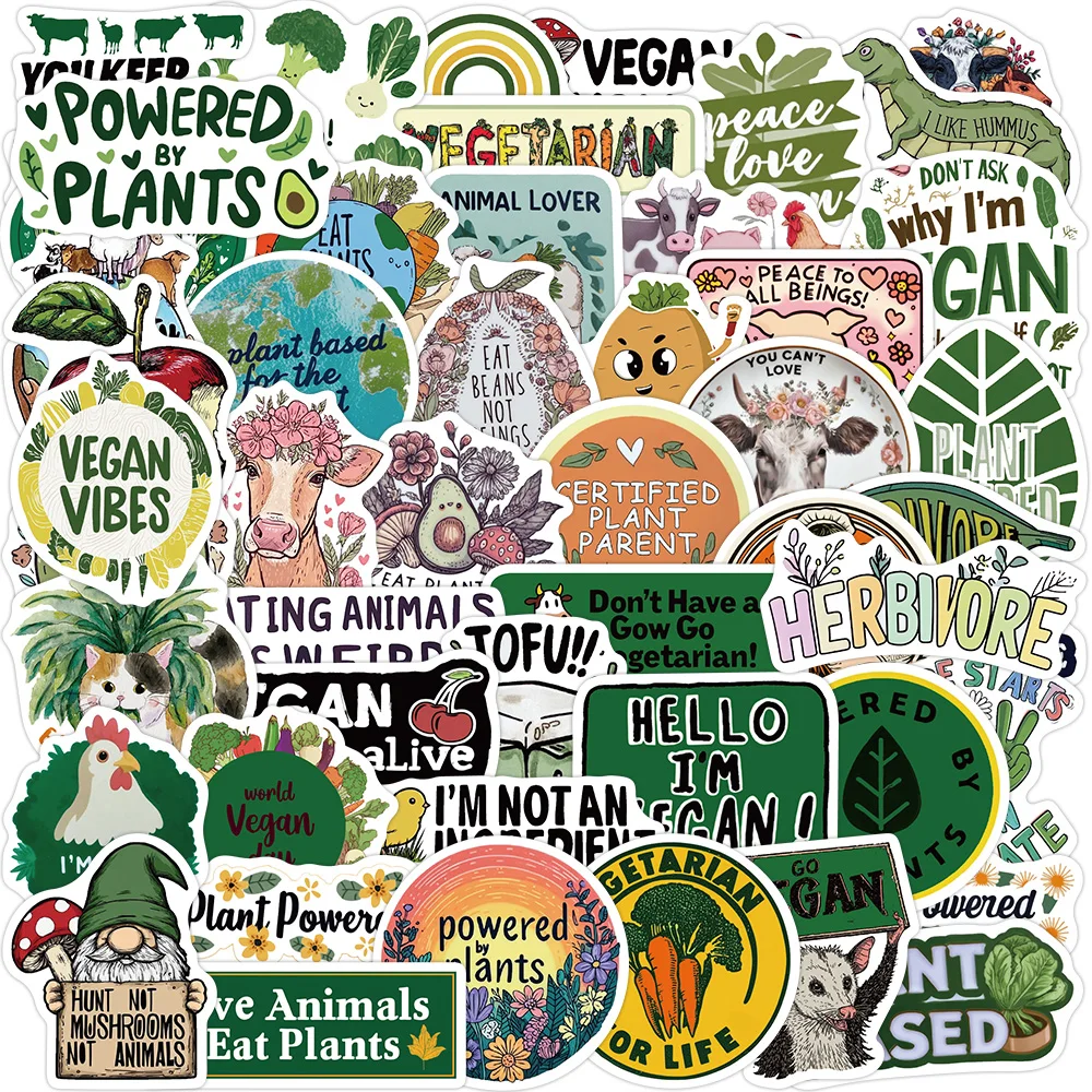 50PCS vegetarian sticker decoration guitar phone case DIY laptop suitcase tablet water cup waterproof sticker