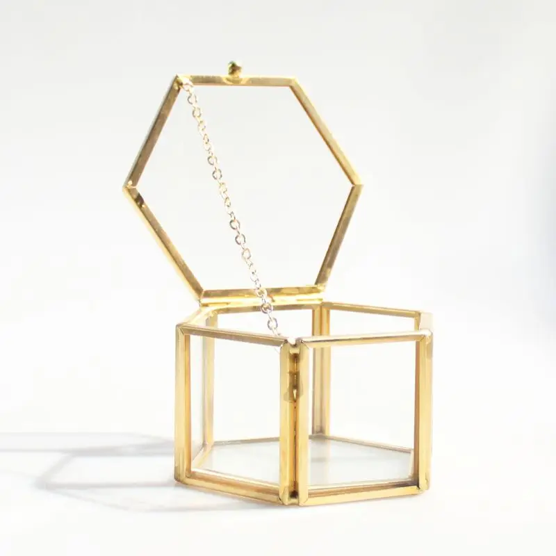1PC Geometrical Clear Glass Jewelry Box Jewelry Organize Holder Ring Box Necklace Bracelets Earrings Jewelry Accessorie