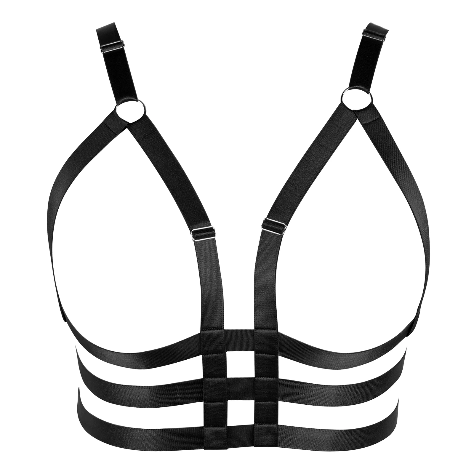 

Fashion Sexy Harness Cage Bra Goth Rave Women Elastic Body Harness Adjustable Body Stocking Bustier 90's Crop Top Pole Dance