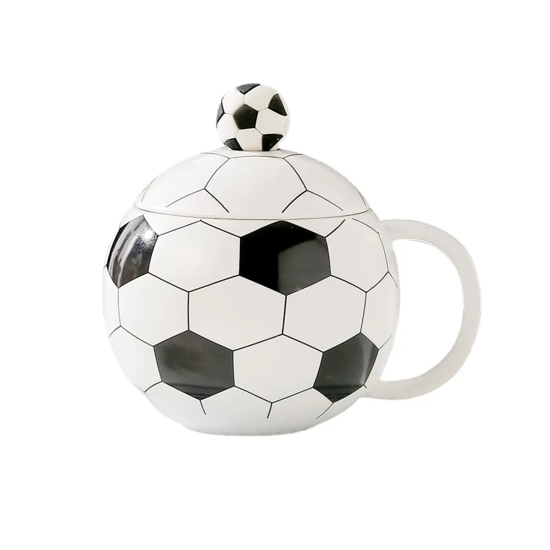 Taza de Cerámica de Fútbol con Tapa, Souvenir Deportivo, Taza con Diseño de Planeta, para Café o Agua, Regalo