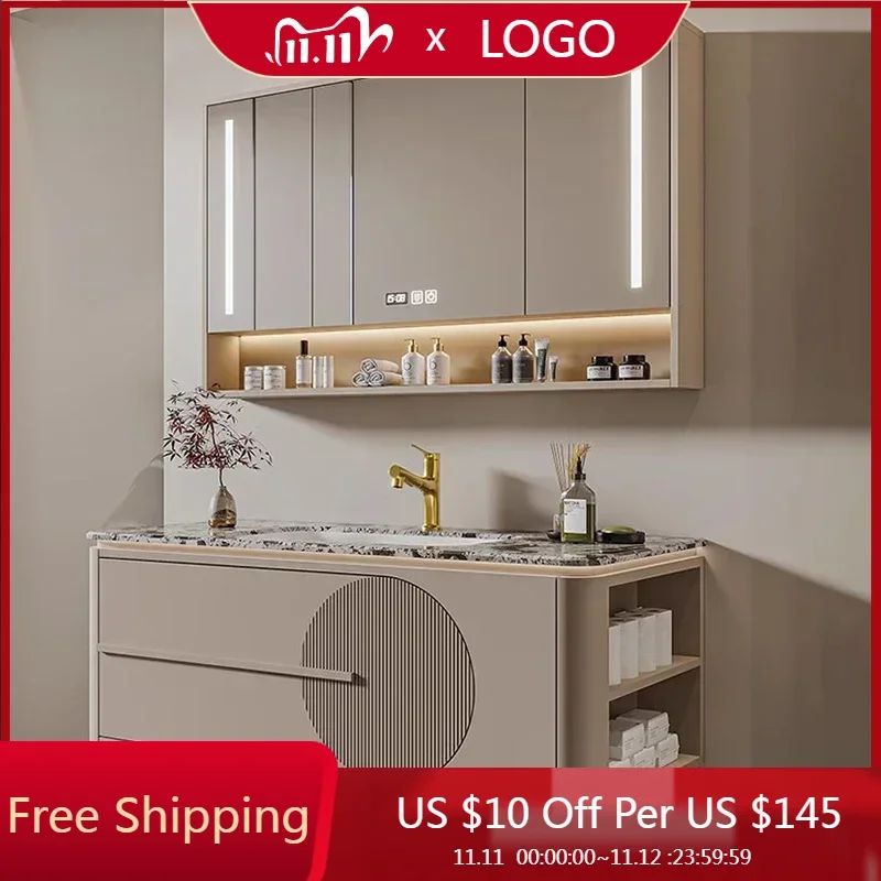 

Led Light Drawer Bathroom Cabinets Minimalist Washing Mirror Vanity Bathroom Cabinets Rack European Mobile Bagno Home Furnitures