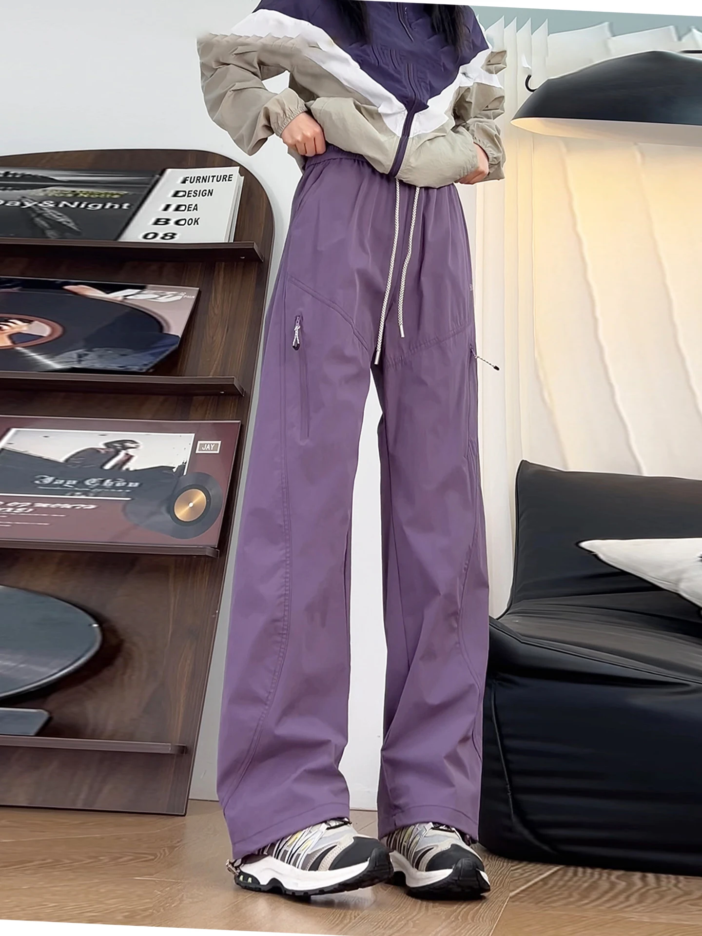 

Loose Qui Dry Outdoor Women's Spor Casual Pants Spring New Sle High Waist Straight Leg Workwear Trousers Korean Sle