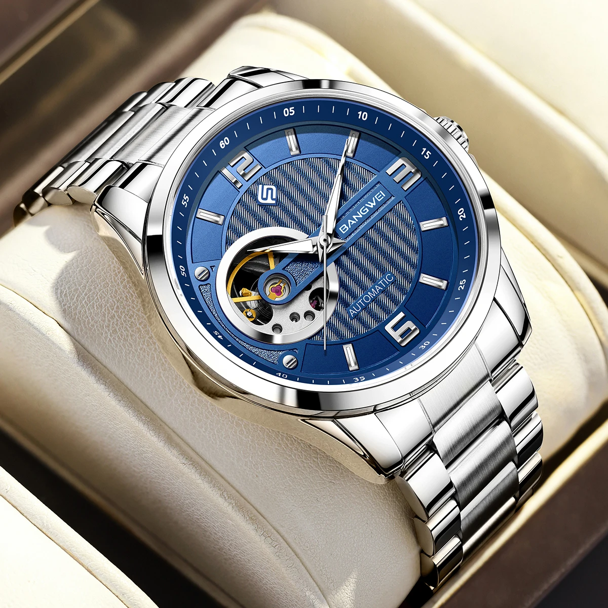 LIGE Original Luxury Brand Waterproof Tourbillon Automatic Clock Steel Skeleton Mechanical Man Watch Business Male Wristwatches