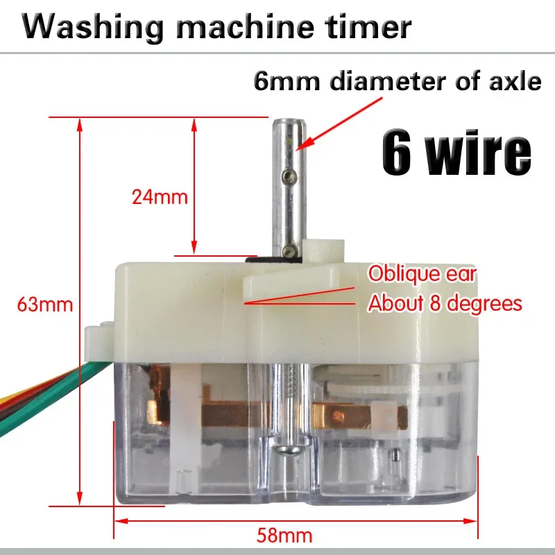

6-line 180 degree inclined ear Washing machine timer switch Wash timer Semi-automatic double-cylinder washing machine