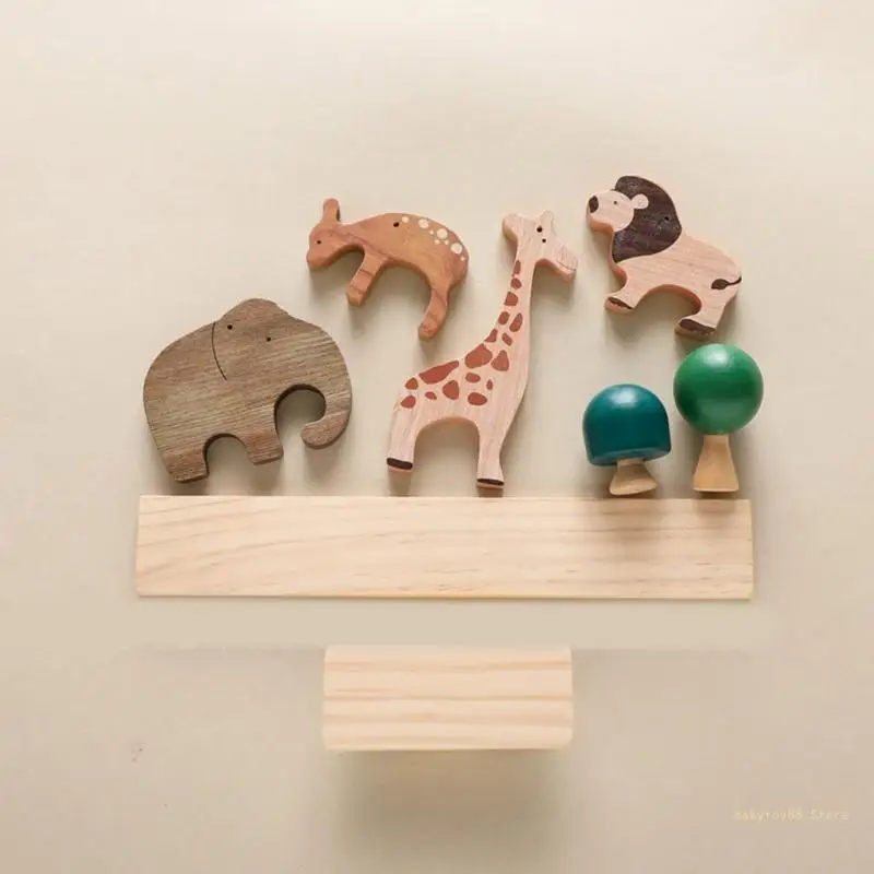 Y4UD Animal Stacking Block Toy Educational Wooden Block Kindergarten Favor