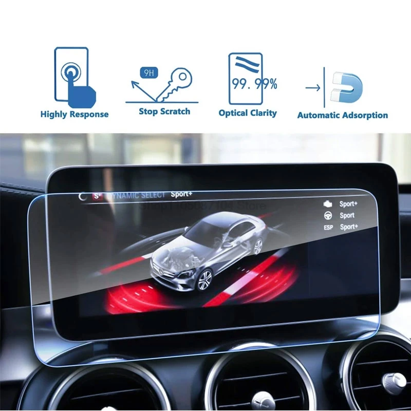 زجاج مقسى لسيارة Mercedes-Benz C Class W205 2019-2021 GLC X253 2020-2022 10.25 بوصة نظام ملاحة GPS للسيارة W205