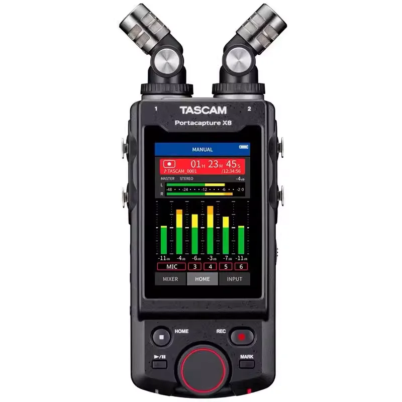 

TASCAM X8 Профессиональный магнитофон Многодорожечный портативный рекордер высокого разрешения 3,5-дюймовый цветной сенсорный экран с USB-аудиоинтерфейсом