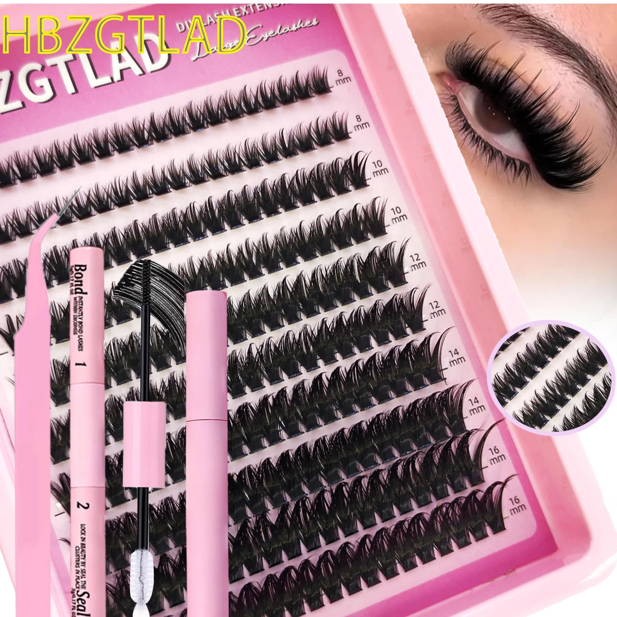 DIY-Wimpernverlängerungsset, natürliches Wimpern-Set, C- und D-Curl, einzelne falsche Wimpern mit Kleber und Versiegelung, Entferner, Pinzette