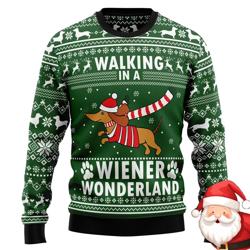 عيد ميلاد سعيد تصميم الألماني سترة قبيحة للنساء عادية فضفاض موضة البلوزات القبيحة مهرجان مضحك تصميم بلوزات