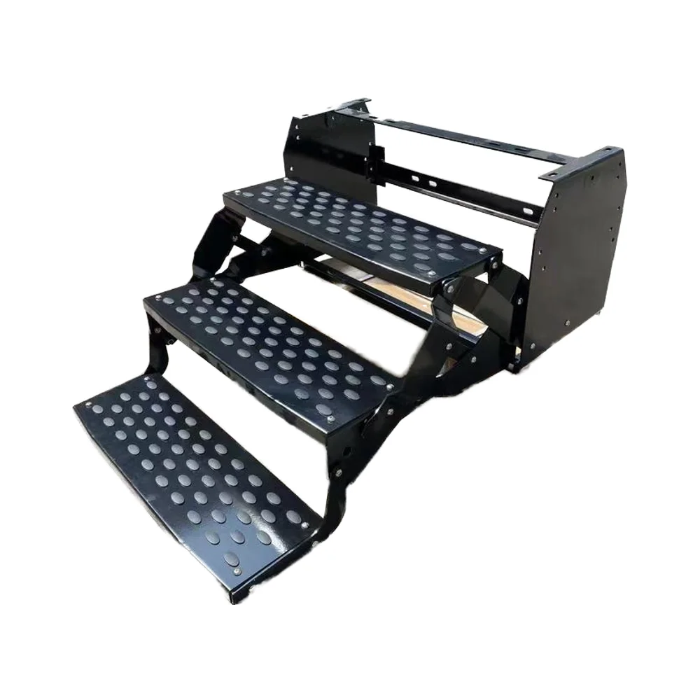 

Folding RV Trailer Three Steps Entry Stairs For Caravan Motorhome Camper Durable Non-Slip