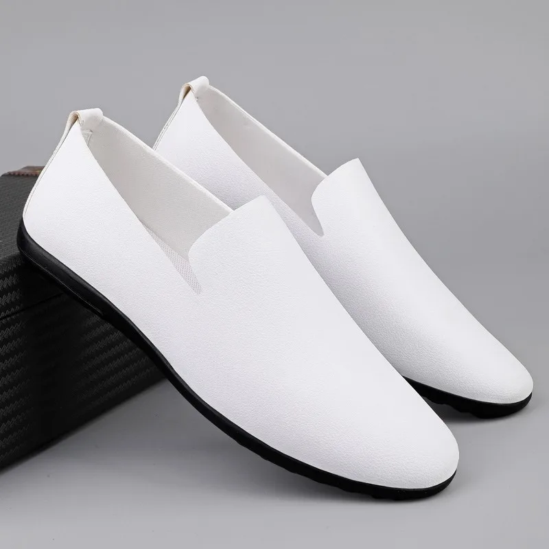 Men's Soft Leather Shoes Classic Loafers High Quality Cowhide Casual Shoe Slip on Driving Shoes Moccasins Big Size46 Man Shoes