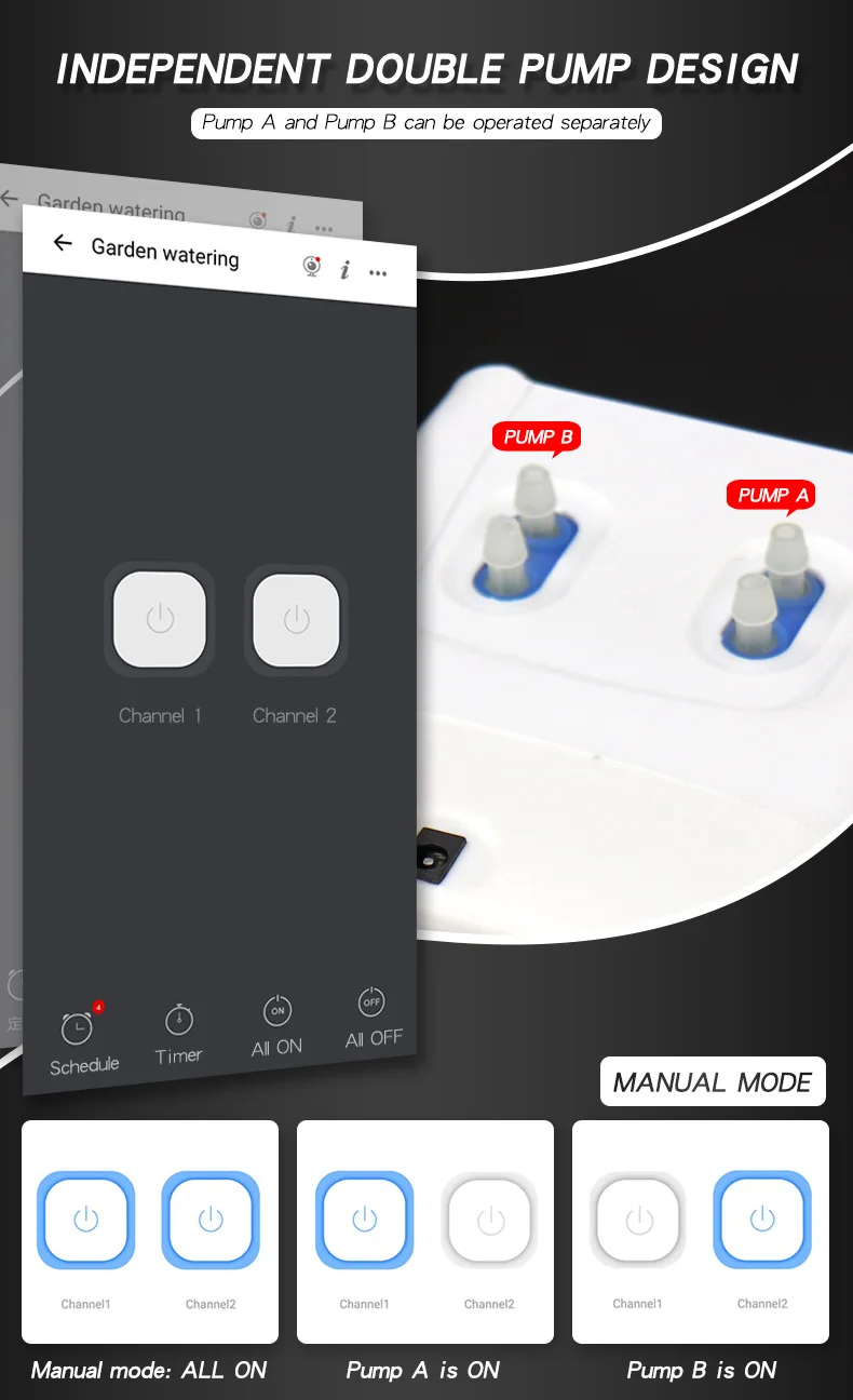 Dispositivo di irrigazione automatico con doppia pompa intelligente WIFI Dispositivo di irrigazione con telecomando per telefono Dispositivo di irrigazione per piante in vaso da giardino per balcone