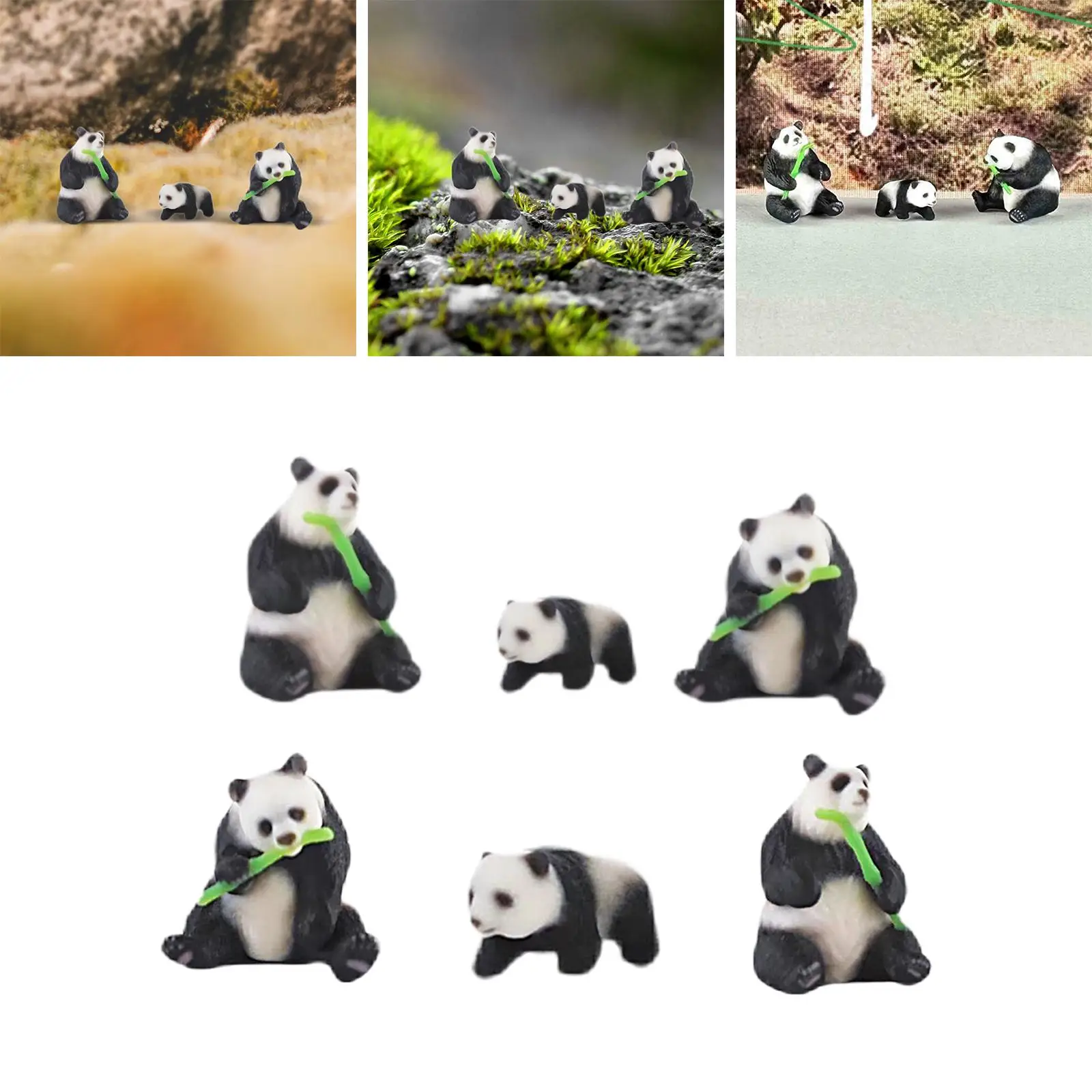 Miniature Resin Pandas 1/87 น่ารัก DIY หัตถกรรมการถ่ายภาพ Props Micro