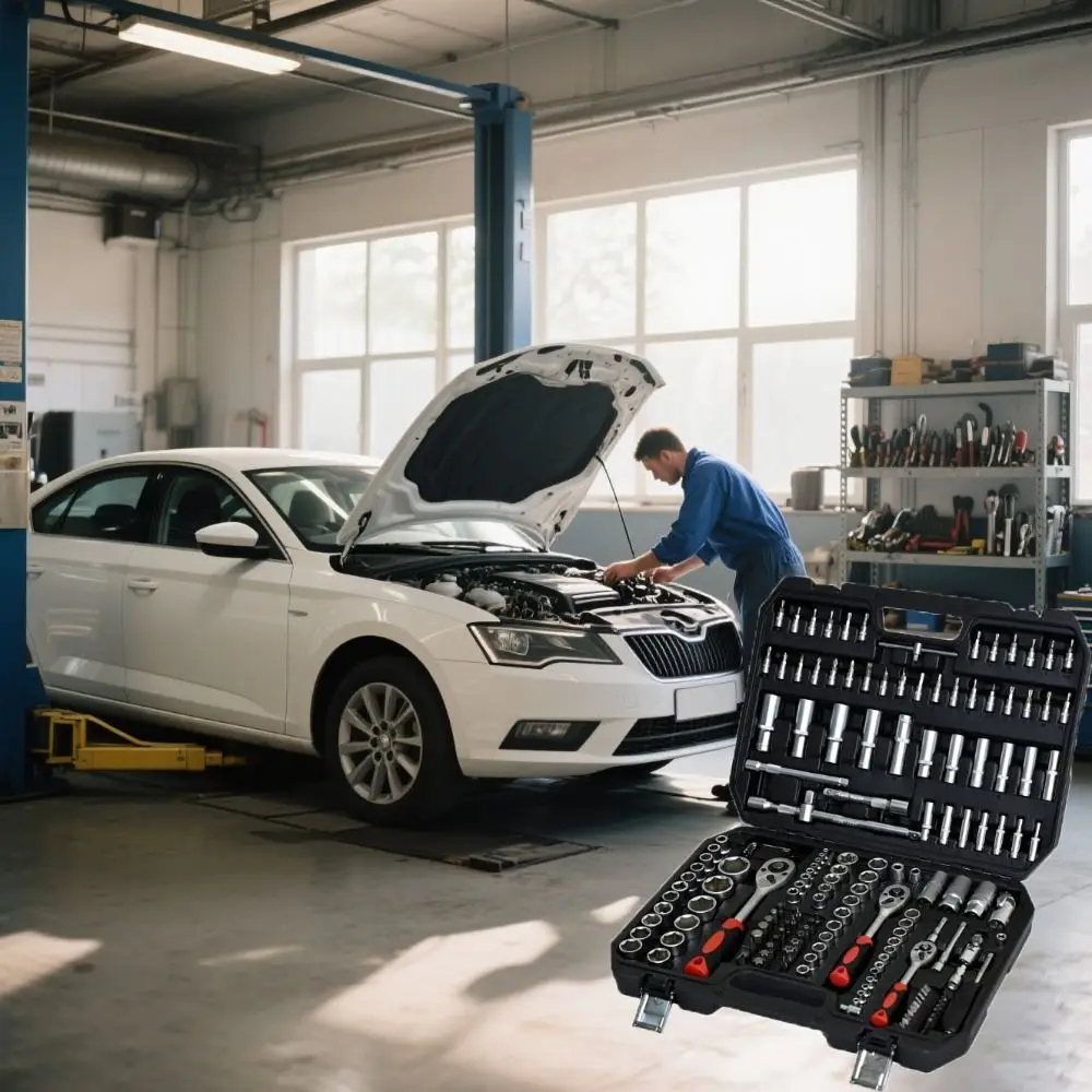 

Black Maintenance Set Chrome Steel Tool Set 172-Piece Set CRV Wrench Socket Wrench Socket Set Reversible Ratchet Handle